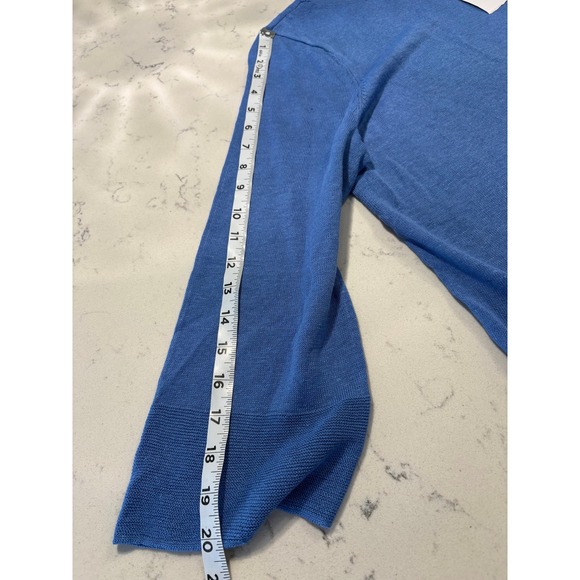 J. Jill Blue Opal Linen Blend Sweater Tunic Boat Neck 3/4 Sleeve Large Tall NWT - Picture 7 of 9